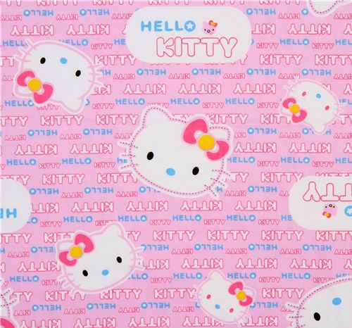 pink Hello Kitty fabric with big Hello Kitty heads 1