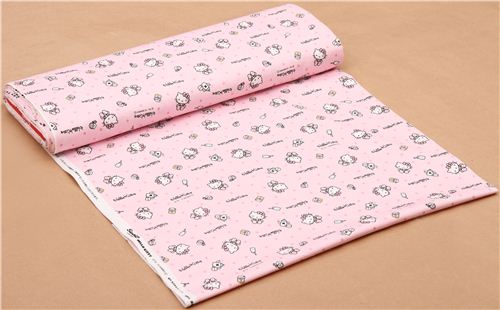 Tissu Oxford rose Hello Kitty, petit-d�jeuner et confettis, par Sanrio Japon 0