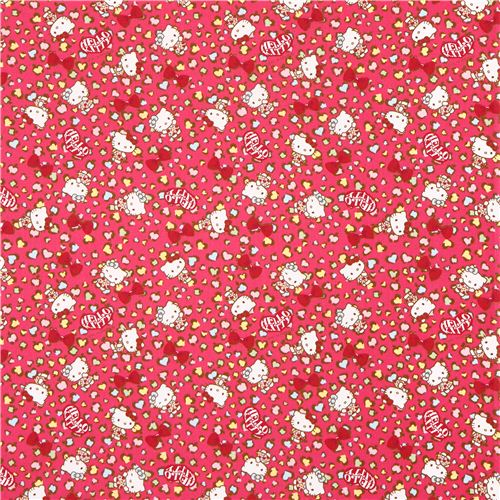 Tissu Oxford rose avec Hello Kitty, un motif de peau de léopard, par Sanrio 0