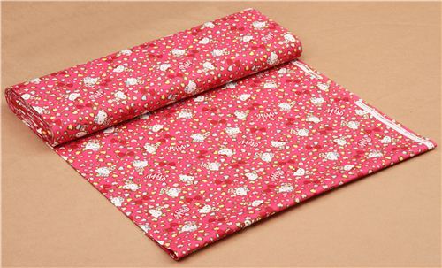 Tissu Oxford rose avec Hello Kitty, un motif de peau de lopard, par Sanrio 0