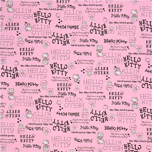 pink Hello Kitty oxford fabric logo writing by Sanrio from Japan 0