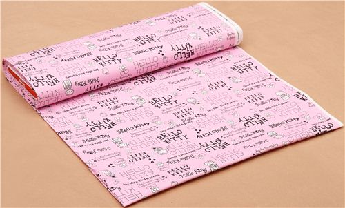 pink Hello Kitty oxford fabric logo writing by Sanrio from Japan 0
