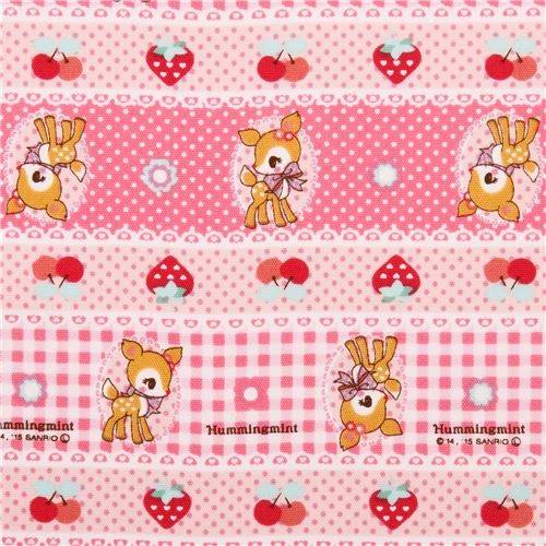 pink Hummingmint animal Sanrio oxford fabric