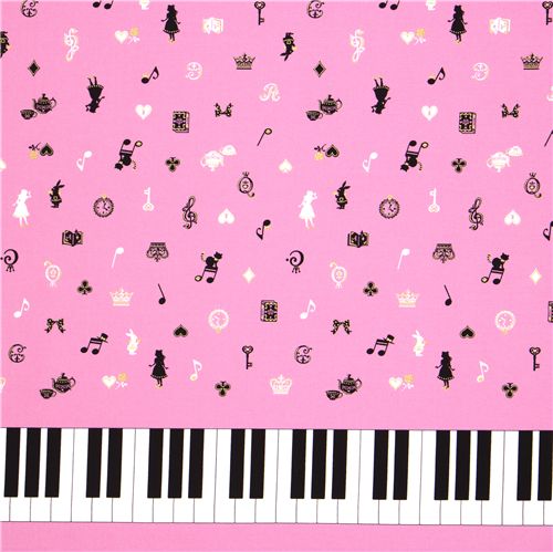 pink Japanese fabric Alice in Wonderland piano 2