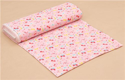 Remnant (24 x 108 cm) - pink Kokka double gauze cute colorful butterfly insect fabric from Japan 3