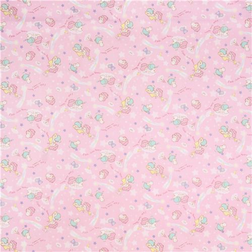 Tissu lamin rose Little Twin Stars avec des toiles, un chteau dans les nuages 0