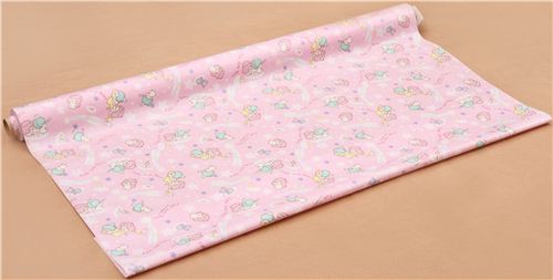 Tissu lamin rose Little Twin Stars avec des toiles, un chteau dans les nuages 0