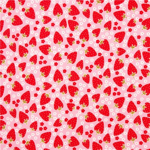 pink Michael Miller Polyurethane laminate fabric strawberry 2