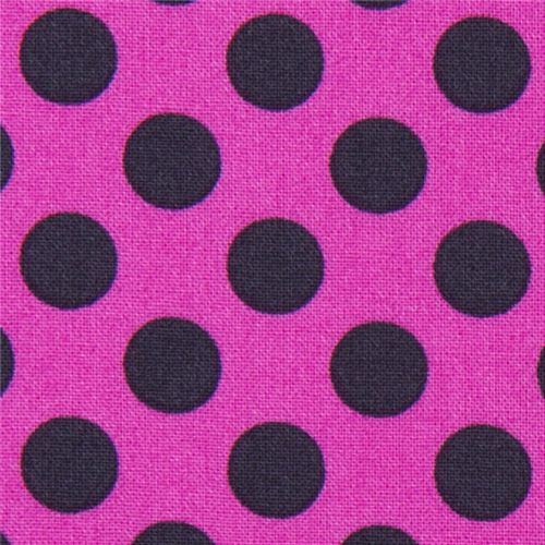pink Michael Miller fabric grey polka dots 1
