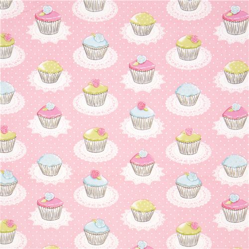 pink Michael Miller fabric with cupcakes dots 2