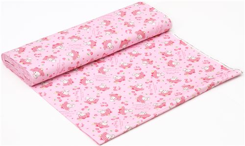 tessuto rosa My Melody coniglietto ciliegie frutta oxford 3