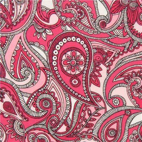 pink Paisley pattern and flower fabric by Robert Kaufman Fabric