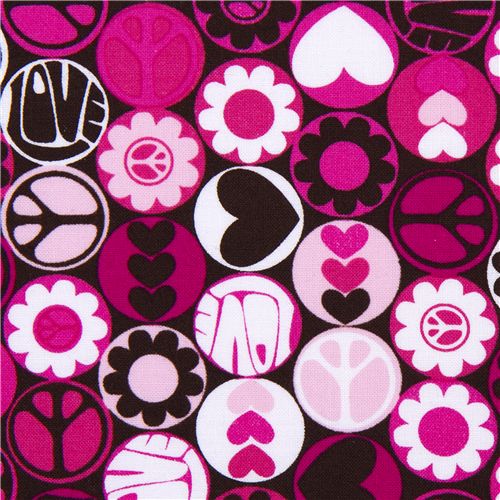 pinker Peace Michael Miller Designer Stoff Peace Button 1