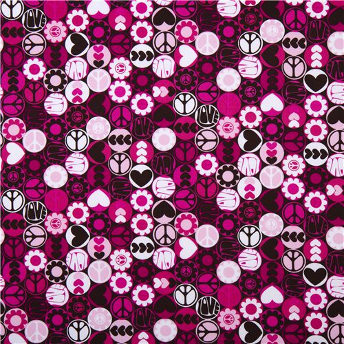 pinker Peace Michael Miller Designer Stoff Peace Button 2