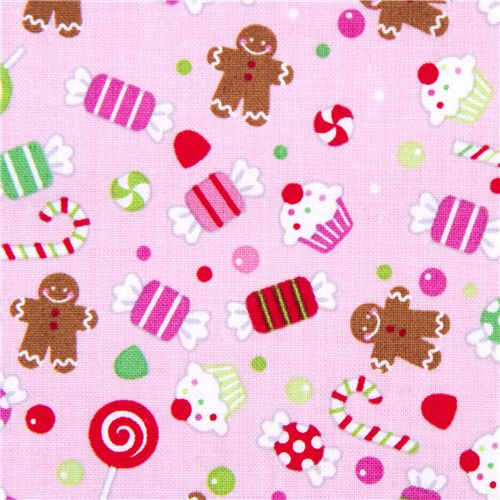 pink Riley Blake Christmas fabric colourful candy 1