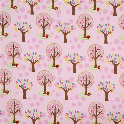 pink Riley Blake fabric pink trees strawberry 2