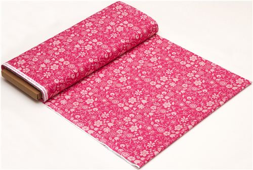 pink Riley Blake fabric with funny flowers heart leaf 3