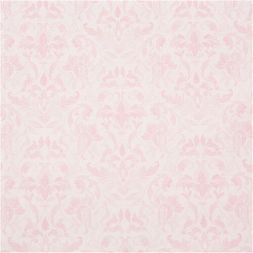 Tissu en coton rose et blanc au motif floral plat style brocart Tissu