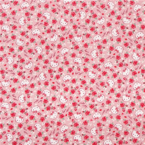 pink beige Hello Kitty rose garden fabric by Kokka  0