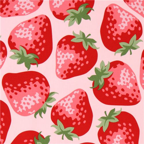 pink big strawberry fabric from Kokka Japan 1