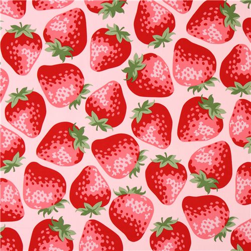 pink big strawberry fabric from Kokka Japan 2