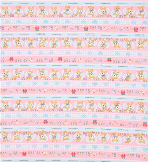 pink stripe heart Hummingmint deer animal Sanrio oxford fabric 2