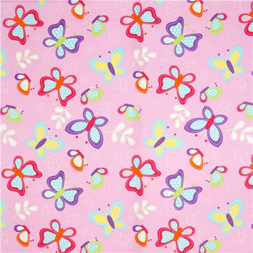 pink butterfly fabric par Michael Miller 2