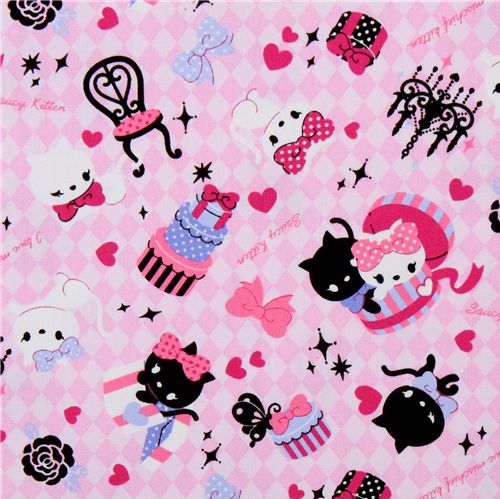 pink canvas fabric kitty presents Japan kawaii Tela