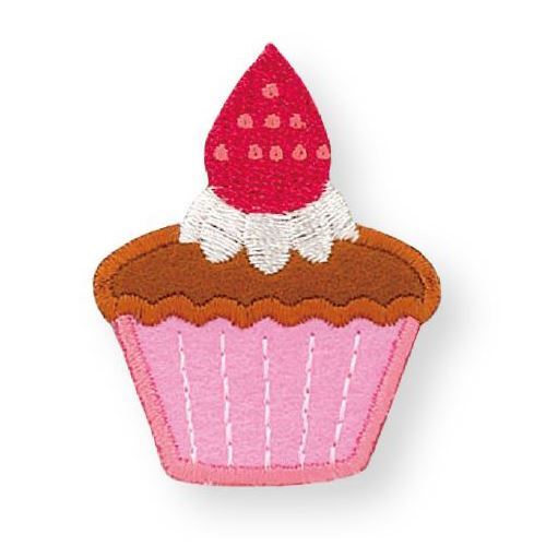 Parche termoadhesivo de cupcake rosa con fresa 1 unidad