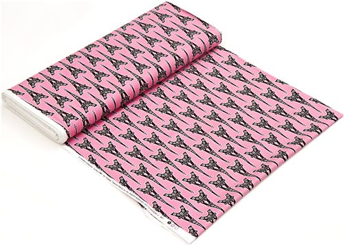 pink designer fabric with Eiffel Tower & flower from the USA 3