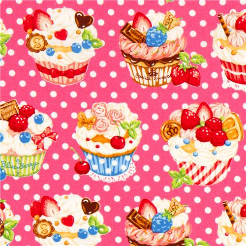pink dotted Cupcake fabric Prodotto realizzato da Cosmo dal Giappone1