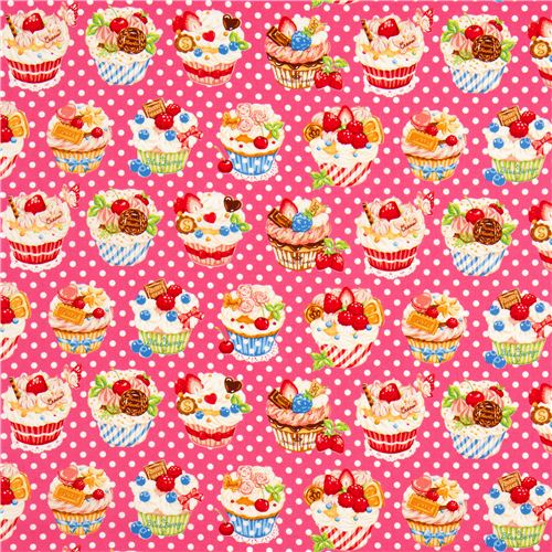 pink dotted Cupcake fabric Prodotto realizzato da Cosmo dal Giappone2