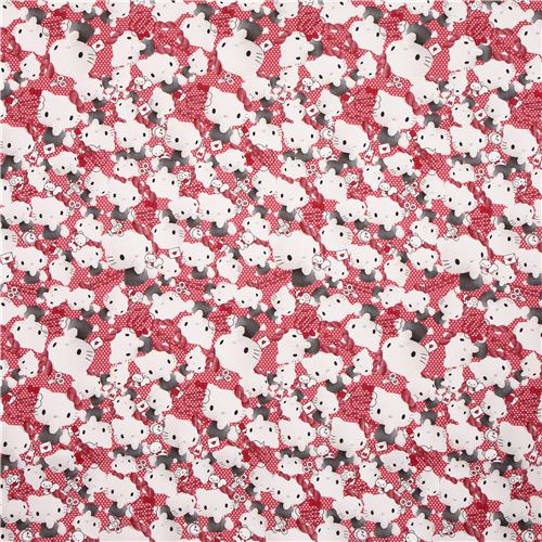 Remnant 30 cm - pink dotted realistic Hello Kitty oxford fabric by Sanrio from Japan 2