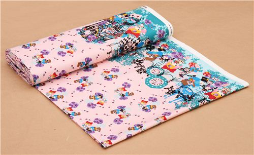 Tissu Oxford � double bord, Little Twin Stars, Alice au Pays des Merveilles rose 0