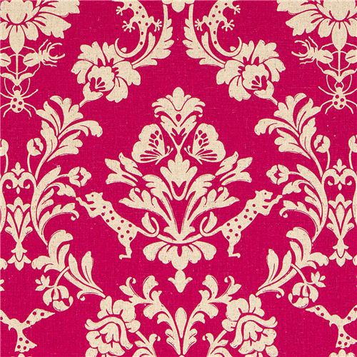 Tissu Echino enduit laminé rose gothique léopard & ornements Tissu