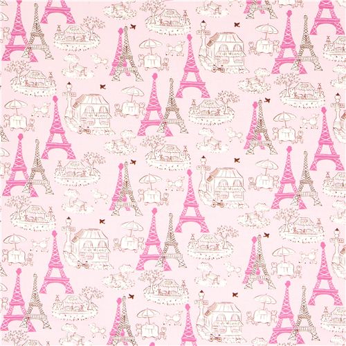 pink fabric Paris Eiffel Tower Bistro de Robert Kaufman 2