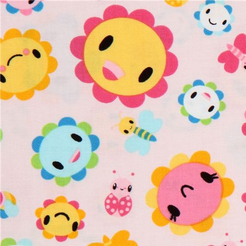 pink fabric funny flowers Toyland Robert Kaufman 1