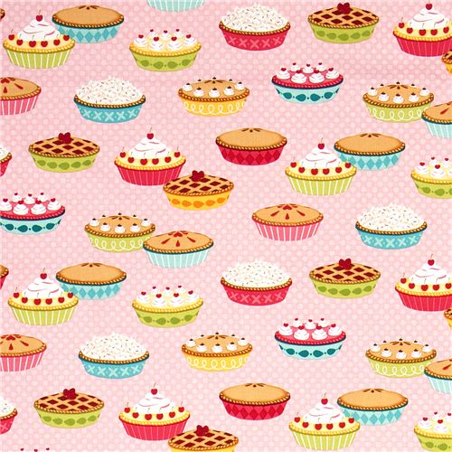 pink fabric pie cake cherry Robert Kaufman kawaii 2