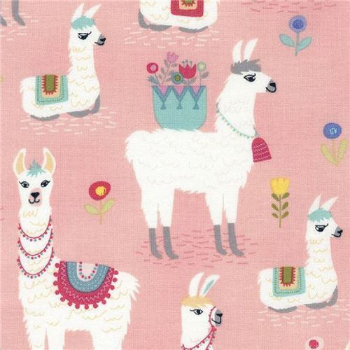 tessuto rosa alpaca bianchi animali Timeless Treasures Tessuto