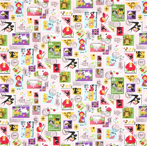 rosa Märchen Stempel Kinder Stoff von Kokka Japan 3