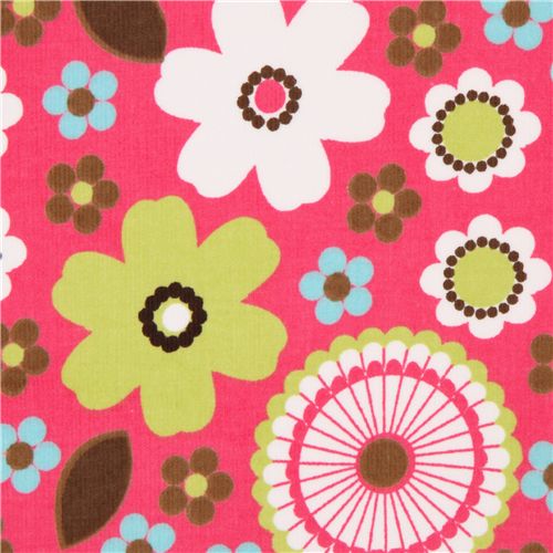 pink flower corduroy fabric Robert Kaufman USA Fabric