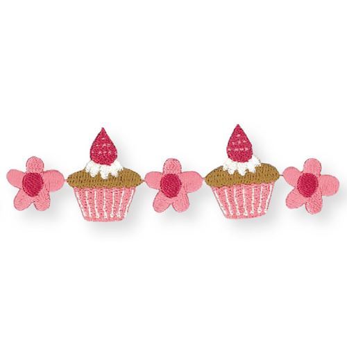 Patch thermocollant avec des cupcakes et des fleurs roses, 1 pice