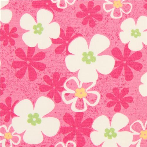 Tissu Trans-Pacific Textiles rose  fleurs, style Hawaii Tissu