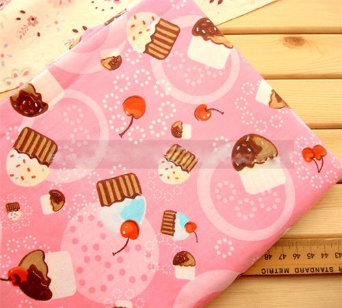 pink kawaii cupcake fabric half yard 1