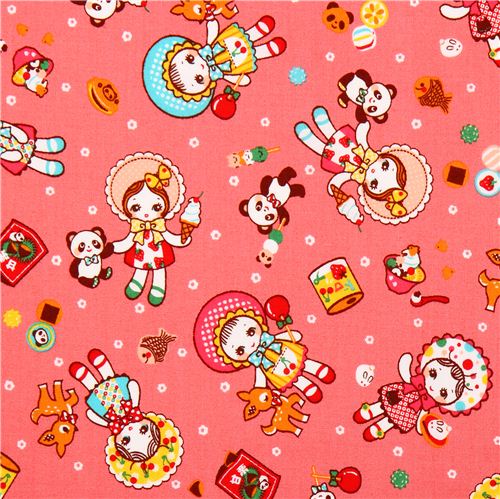 pinker kawaii Puppen Spielzeug Panda Cosmo Kinderstoff aus Japan Stoff