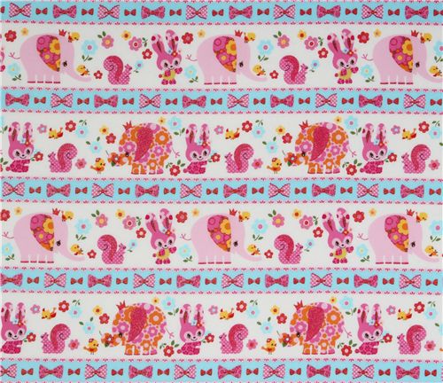 pink kawaii glitter animals Japanese fabric Kokka 2