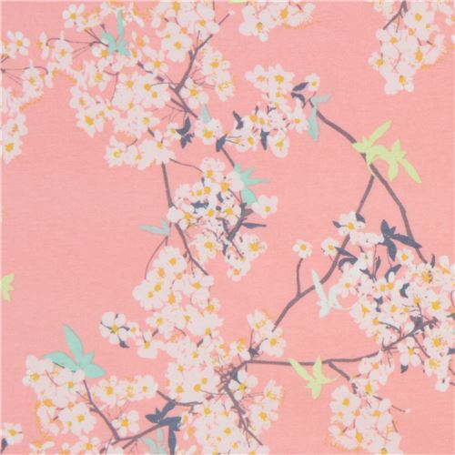 pink knit fabric with small flower Fabric