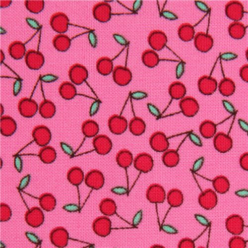 Tela rosa de cerezas por Timeless Treasures de EEUU Tela