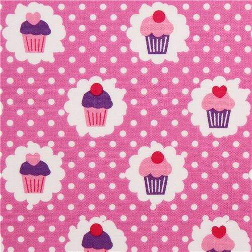 pink mini cupcakes fabric by Michael Miller USA dots Fabric