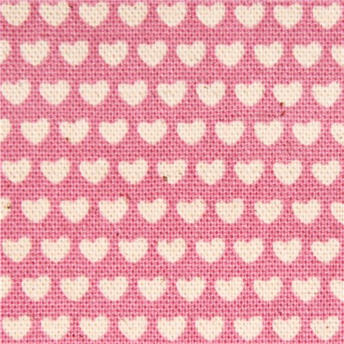 pink mini heart Canvas fabric Kokka Japan Fabric